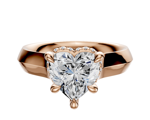 18K Rose Gold 4 Prong Collar Cathedral Knife Edge 4.0mm Engagement Ring