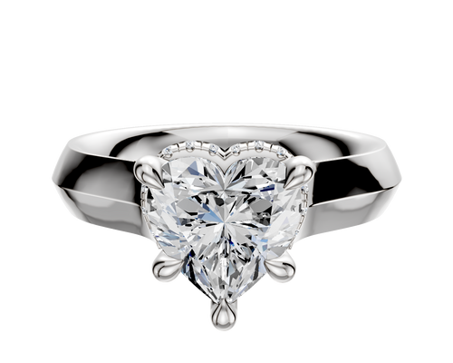 14K White Gold 4 Prong Collar Cathedral Knife Edge 4.0mm Engagement Ring