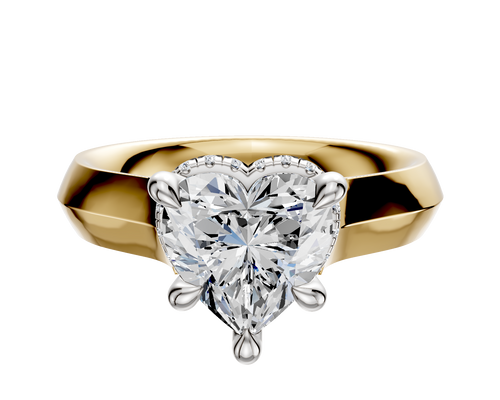 18K Two Tone 4 Prong Collar Cathedral Knife Edge 4.0mm Engagement Ring