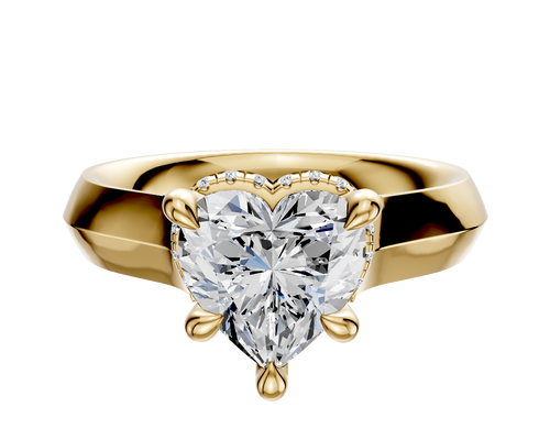 14K Yellow Gold 4 Prong Collar Cathedral Knife Edge 4.0mm Engagement Ring