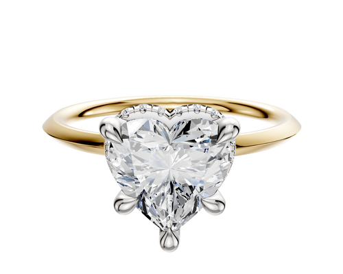 14K Two Tone 4 Prong Collar Classic Knife Edge 1.5mm Engagement Ring