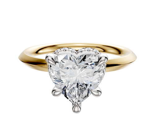 14K Two Tone 4 Prong Collar Classic Knife Edge 2.0mm Engagement Ring
