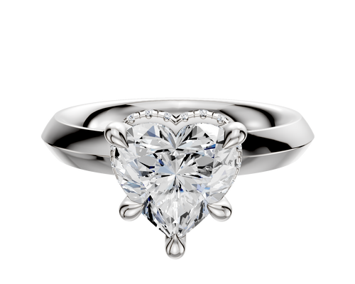 18K White Gold 4 Prong Collar Classic Knife Edge 3.0mm Engagement Ring