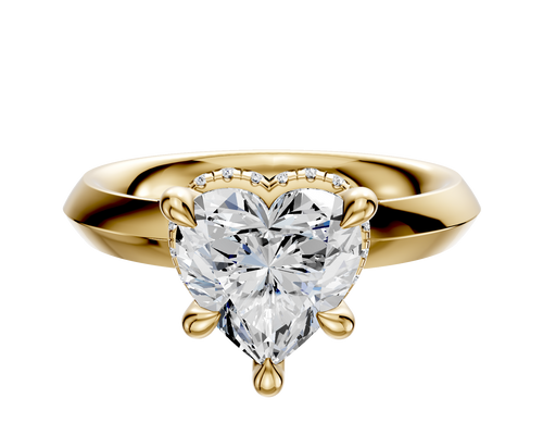 18K Yellow Gold 4 Prong Collar Classic Knife Edge 3.0mm Engagement Ring