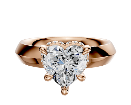 18K Rose Gold 4 Prong Collar Classic Knife Edge 4.0mm Engagement Ring
