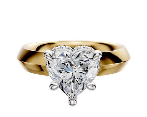 18K Two Tone 4 Prong Collar Classic Knife Edge 4.0mm Engagement Ring
