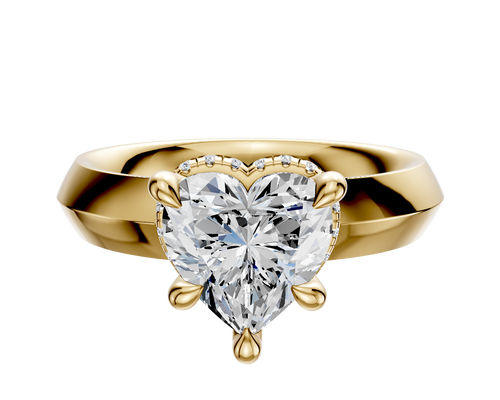 18K Yellow Gold 4 Prong Collar Classic Knife Edge 4.0mm Engagement Ring