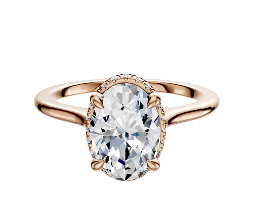 18K Rose Gold 4 Prong Collar Cathedral Dome 1.5mm Engagement Ring