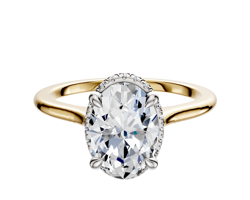 18K Two Tone 4 Prong Collar Cathedral Dome 1.5mm Engagement Ring