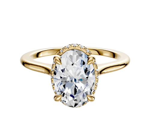 14K Yellow Gold 4 Prong Collar Cathedral Dome 1.5mm Engagement Ring