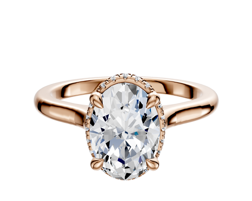 18K Rose Gold 4 Prong Collar Cathedral Dome 2.0mm Engagement Ring
