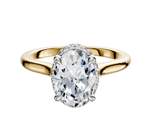 18K Two Tone 4 Prong Collar Cathedral Dome 2.0mm Engagement Ring