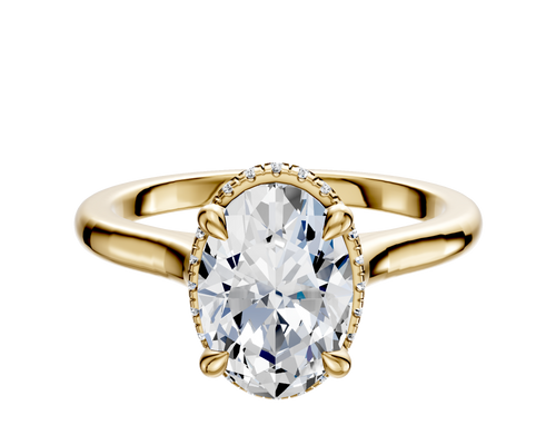 14K Yellow Gold 4 Prong Collar Cathedral Dome 2.0mm Engagement Ring