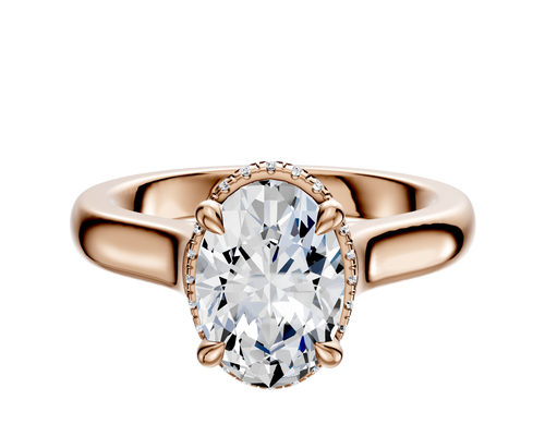 18K Rose Gold 4 Prong Collar Cathedral Dome 3.0mm Engagement Ring