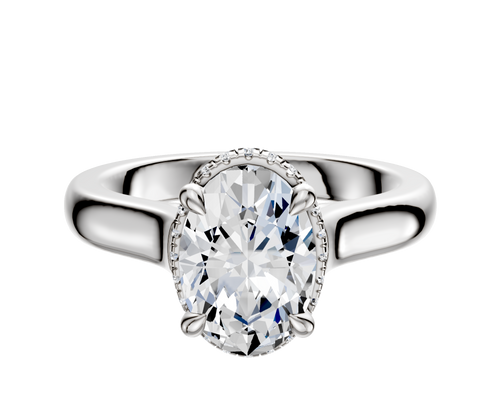 Platinum 4 Prong Collar Cathedral Dome 3.0mm Engagement Ring