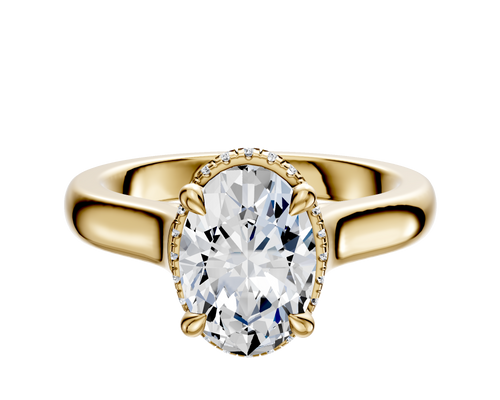 14K Yellow Gold 4 Prong Collar Cathedral Dome 3.0mm Engagement Ring