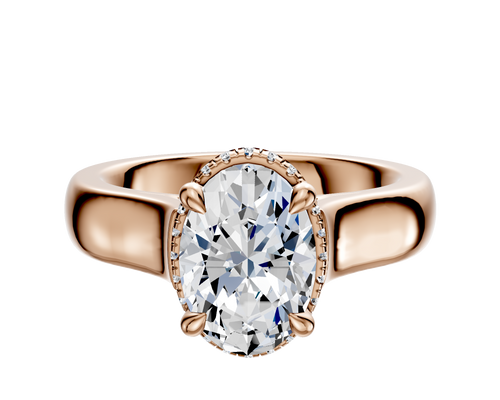 18K Rose Gold 4 Prong Collar Cathedral Dome 4.0mm Engagement Ring