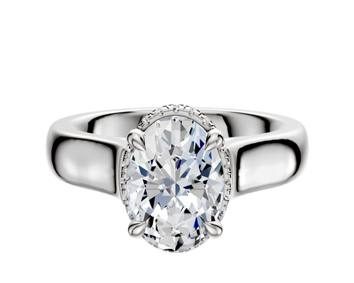 14K White Gold 4 Prong Collar Cathedral Dome 4.0mm Engagement Ring