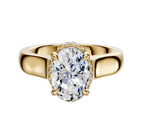 18K Yellow Gold 4 Prong Collar Cathedral Dome 4.0mm Engagement Ring