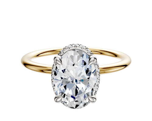 14K Two Tone 4 Prong Collar Classic Dome 1.5mm Engagement Ring