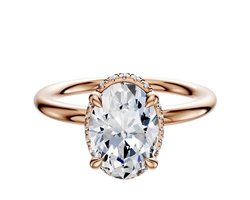 18K Rose Gold 4 Prong Collar Classic Dome 2.0mm Engagement Ring