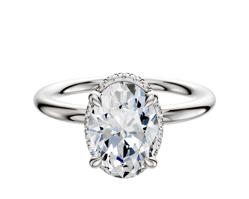14K White Gold 4 Prong Collar Classic Dome 2.0mm Engagement Ring