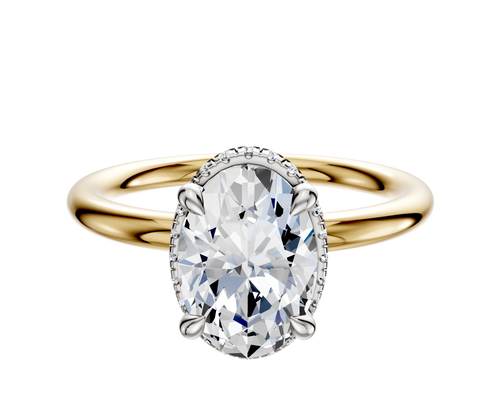18K Two Tone 4 Prong Collar Classic Dome 2.0mm Engagement Ring