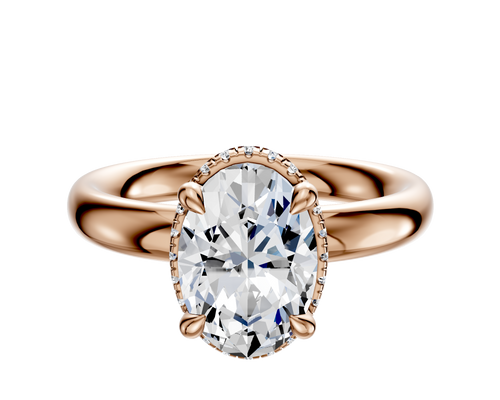 18K Rose Gold 4 Prong Collar Classic Dome 3.0mm Engagement Ring