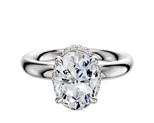 18K White Gold 4 Prong Collar Classic Dome 3.0mm Engagement Ring