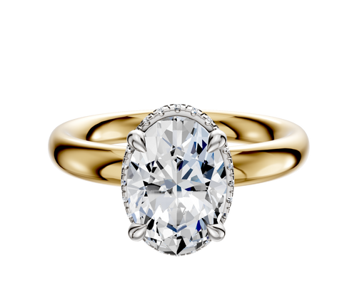 18K Two Tone 4 Prong Collar Classic Dome 3.0mm Engagement Ring