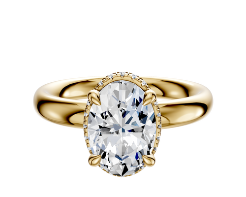 18K Yellow Gold 4 Prong Collar Classic Dome 3.0mm Engagement Ring