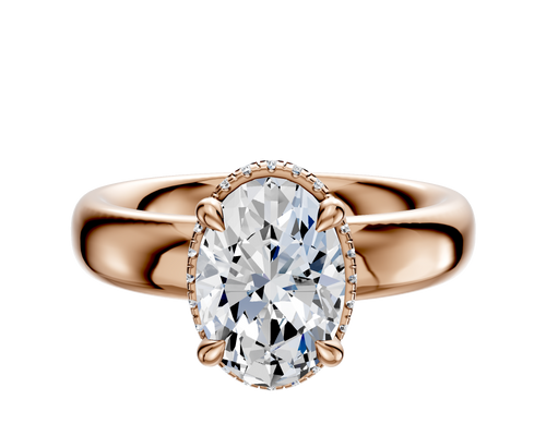 18K Rose Gold 4 Prong Collar Classic Dome 4.0mm Engagement Ring