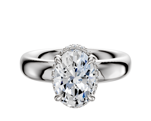 18K White Gold 4 Prong Collar Classic Dome 4.0mm Engagement Ring