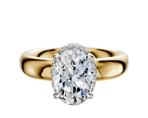 18K Two Tone 4 Prong Collar Classic Dome 4.0mm Engagement Ring