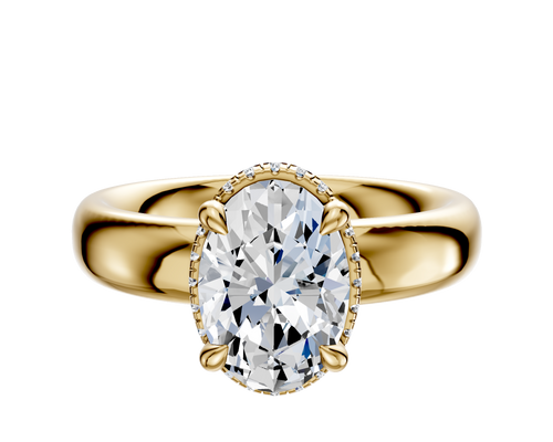 14K Yellow Gold 4 Prong Collar Classic Dome 4.0mm Engagement Ring