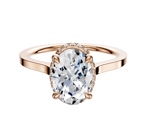18K Rose Gold 4 Prong Collar Cathedral Flat 1.5mm Engagement Ring