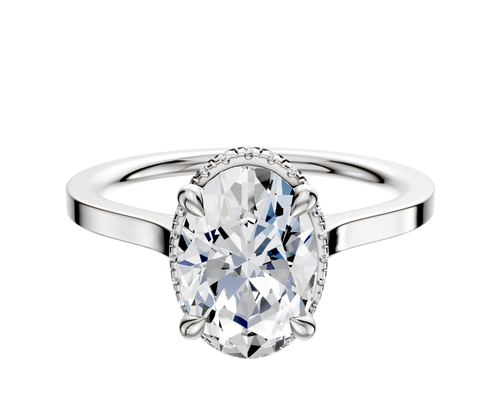 Platinum 4 Prong Collar Cathedral Flat 1.5mm Engagement Ring