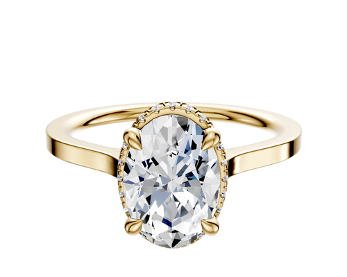 14K Yellow Gold 4 Prong Collar Cathedral Flat 1.5mm Engagement Ring