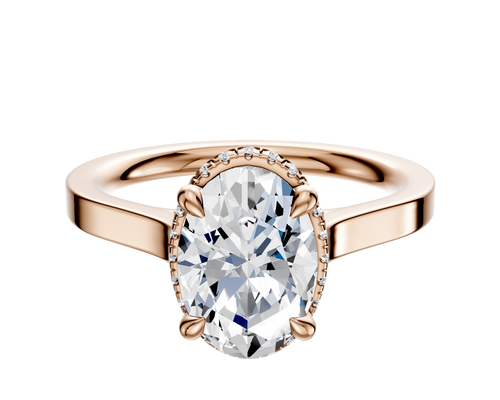 18K Rose Gold 4 Prong Collar Cathedral Flat 2.0mm Engagement Ring