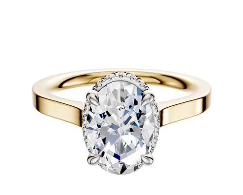 14K Two Tone 4 Prong Collar Cathedral Flat 2.0mm Engagement Ring