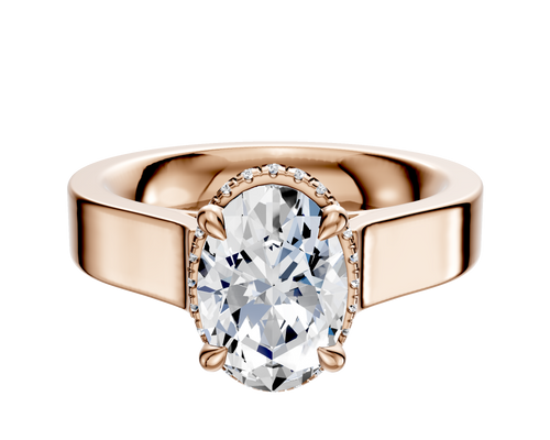 18K Rose Gold 4 Prong Collar Cathedral Flat 4.0mm Engagement Ring