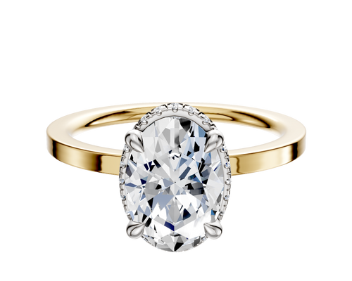 14K Two Tone 4 Prong Collar Classic Flat 1.5mm Engagement Ring