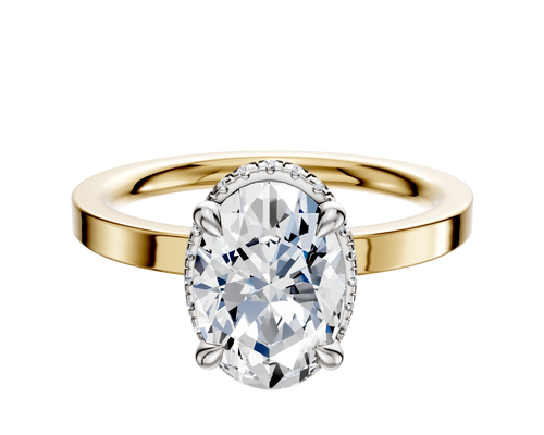 14K Two Tone 4 Prong Collar Classic Flat 2.0mm Engagement Ring