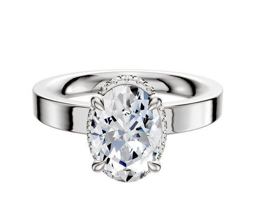 Platinum 4 Prong Collar Classic Flat 3.0mm Engagement Ring