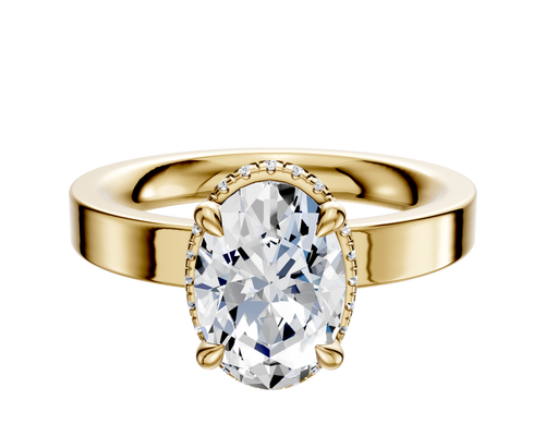 18K Yellow Gold 4 Prong Collar Classic Flat 3.0mm Engagement Ring