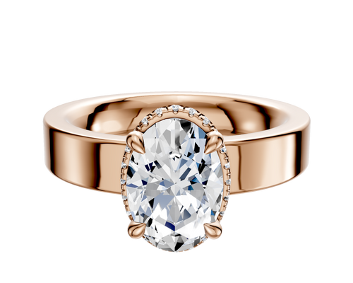 18K Rose Gold 4 Prong Collar Classic Flat 4.0mm Engagement Ring