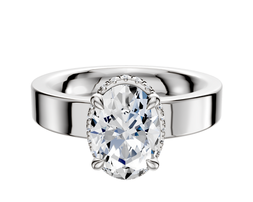 18K White Gold 4 Prong Collar Classic Flat 4.0mm Engagement Ring