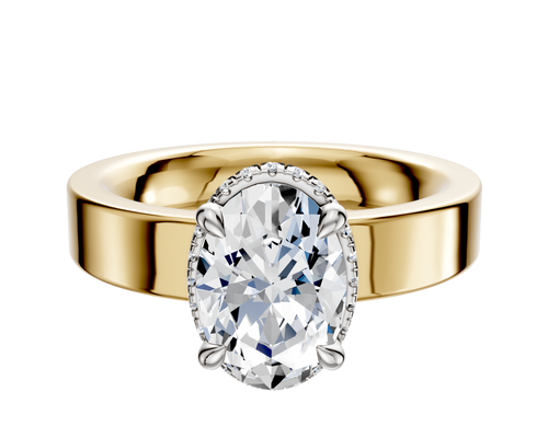 18K Two Tone 4 Prong Collar Classic Flat 4.0mm Engagement Ring