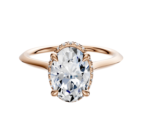 18K Rose Gold 4 Prong Collar Cathedral Knife Edge 1.5mm Engagement Ring