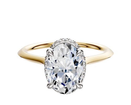 18K Two Tone 4 Prong Collar Cathedral Knife Edge 1.5mm Engagement Ring